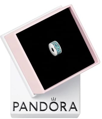 PANDORA Moments Petrolfarbener Pavé-Clip Sterling Silber, Cubic Zirconia 791817MCZ