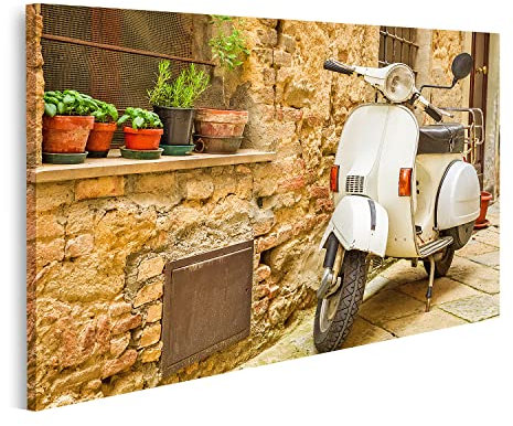 islandburner Bild auf Leinwand Vintage Szene Mit Vespa Auf Alter Strasse Rustikal Bilder Wandbilder Poster