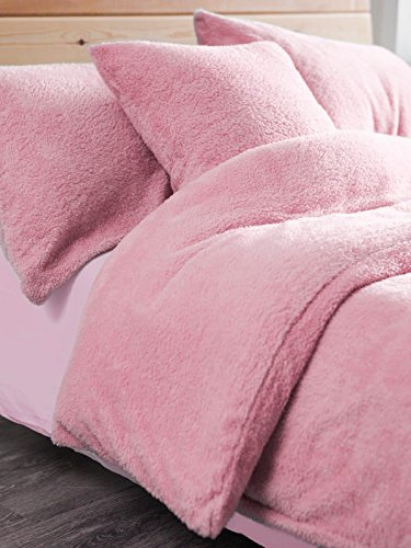 Artistic Fashionista Luxurious Quality & Extremely Soft and Fluffy TEDDY FLEECE Duvet/Quilt Cover With Matching Pillowcases Bedding Set (Pink, King)