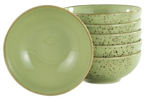 CreaTable 16,5 cm, Green, 22054, Serie Nature Collection, 6-teiliges Geschirrset, Mehrzweckschale aus Steinzeug, spülmaschinen-und mikrowellengeeignet, Qualitätsproduktion