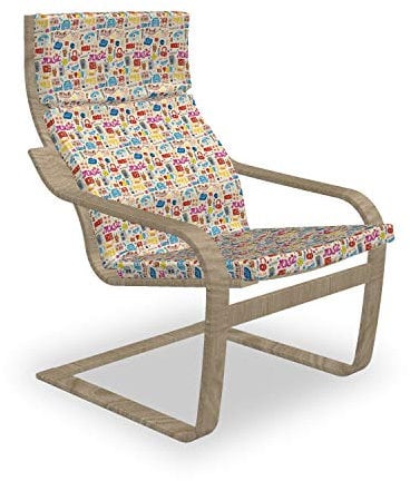ABAKUHAUS Musik Poäng Sessel Polster, Retro Pop-Art-Stil, Sitzkissen mit Stuhlkissen mit Hakenschlaufe und Reißverschluss, Mehrfarbig