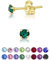 DTPsilver - * MINI * Boucles d'oreilles/Clous en Argent Fin 925 Plaqué Or Jaune et Cristaux de Swarovski® Elements Ronds - Diamètre: 3 mm - Couleur: Emeraude