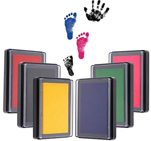 umorismo 6 Stücke Stempelkissen Kinder, Baby Stempelkissen Groß, Bunt Baby Fußabdruck und Handabdruck Set (6 Farben)