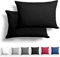 Alreya 2er-Set Mako Satin Kissenbezug 40 x 60 cm - 100% Baumwolle mit YKK Reißverschluss, Superweicher Kopfkissenbezug, Kissenhülle, Oeko-TEX® Standard Zertifiziert, Schwarz, nur Kissenbezug