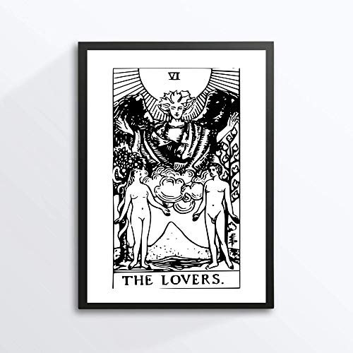 Din A4 Kunstdruck ungerahmt Tarot Tarotkarte - The Lovers - Die Liebenden - Raider Waite Deck - Wahrsagen Esoterik Zukunft Vintage stilisiert Druck Poster Bild