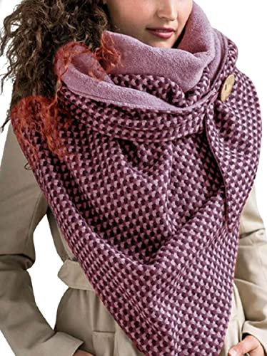Voqenn Schal Damen Herren Dreiecksschal Winterschal Warme Dreieckstuch mit Knopf Deckenschal Poncho Herbstschal Baumwolle Soft Wrap Dreieck Groß Damenschal Halstücher Frauen Schals