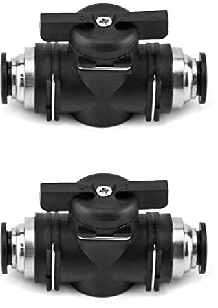 QWORK® 2 Stück Pneumatik Steckverbinder, Kunststoff Kugelhahn mit Absperrhahn, zum Schnellen Anschluss von Luftleitungen (Ø6mm)