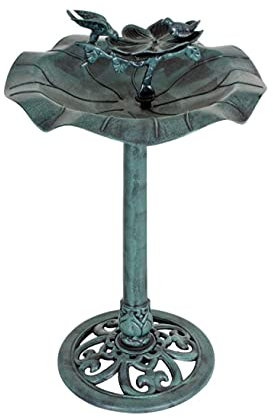 Bubble-Store Garten Vogeltränke mit 2 Deko-Vögeln, Vogelbad in Seerosenform, Kunststoff, 3 Heringe für festen Stand, grün, (BxH) ca. 50 x 82 cm