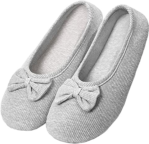 AIDIER Femmes Pantoufles en Coton doux Enceintes Mères en Mousse à Mémoire de Forme Chaussures Ballerines Poids Léger Maison Pantoufles pour Future Maman (39/40, Gris, numeric_39)