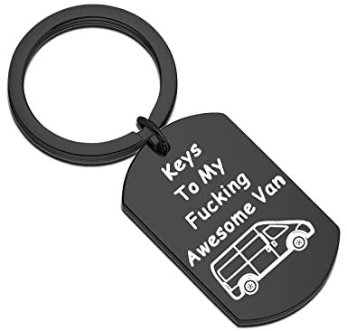 Lywjyb Birdgot Porte-clés « Keys to My Awesome Van », Argenté, 1.57*0.98inch