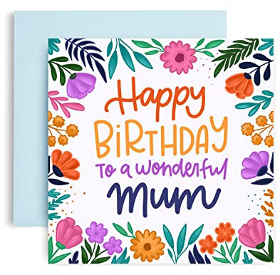 Huxters Geburtstagskarte,Einzigartige Mama Geburtstagskarten mit Blumendruck,Geburtstagskarten für sie,Geschenke für Frauen,recycelbarer Umschlag inklusive,148x148 mm (Mum)