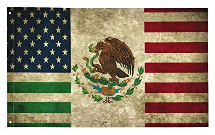 Freundschaftsflagge Mexiko-USA, amerikanische Flagge, Garten, Hof, Banner, Outdoor, dekoratives US-Schild, 90 x 152 cm