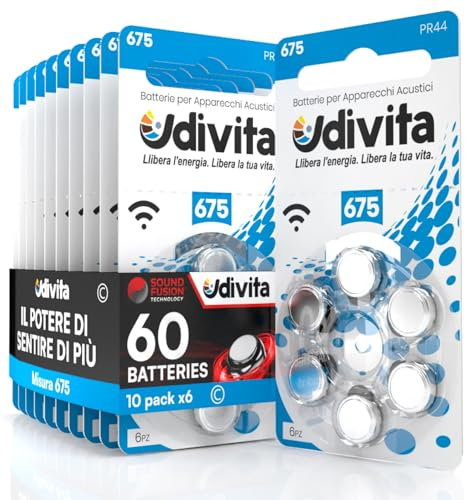 60 Batterie Per Apparecchi Acustici Udivita Tipo Pile 675