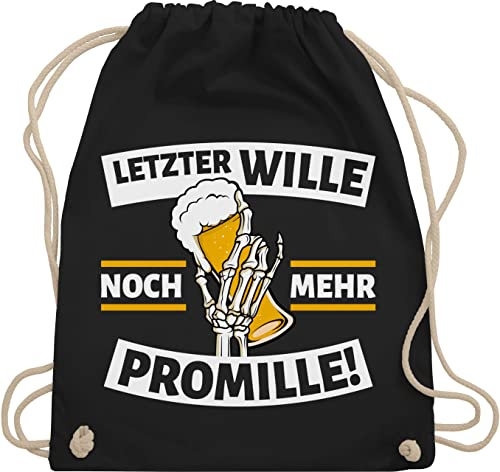 Turnbeutel Rucksack - Party & Alkohol Herren - Letzter Wille mehr Promille! Skeletthand mit Bier - Unisize - Schwarz - saufen sauf promille beutel trink alki rucksäcke saufgeschenk ruckack