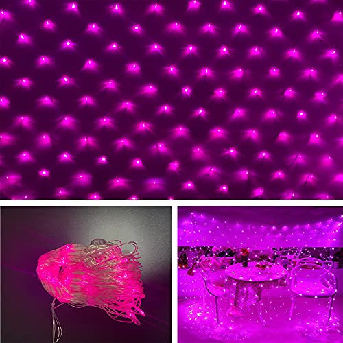 3x2m All'aperto Rete di Luci 8 Modalità Impermeabili Natale Tenda Fata Luci Nette Per Feste Compleanni Matrimoni Natale Halloween Giardino Rete Luminosa (Rosa)