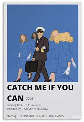 Poster auf Leinwand, Motiv Catch Me If You Can Minimalistische Ästhetik, 30 x 45 cm