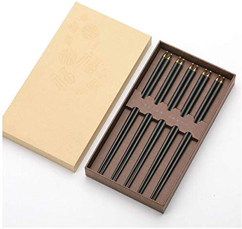 MIlAodE Palillos Principiantes-Juego de 5 Pares de Palillos de Madera, sin Pintura, sin Cera, Natural, Saludable, Estilo clásico Chino para Cocina, Comedor, Gourmet, Fideos (25 cm)-A (A)