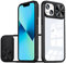 Dqtaoly Coque Transparente pour iphone 13 Case avec Lentille Coulissante Caméra Protection Étui, Antichoc Silicone TPU + PC Dur Housse pour iphone 13(Noir)