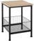 tectake Beistelltisch mit Gitterkorb, Nachttisch im Industrie-Design, 40 x 40 x 55,5 cm, 2 Ebenen, für Wohnzimmer Schlafzimmer Büro, Holz, schwarzes Metallgestell (Industrial Holz hell, Eiche Sonoma)