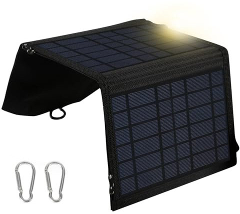 Jadeshay Panel Solar,15W Cargador Solar Portátil Impermeable Placa Solar Plegable,Al Aire Libre Panel Solar Plegable para Teléfono Inteligente Tableta Exterior Camping