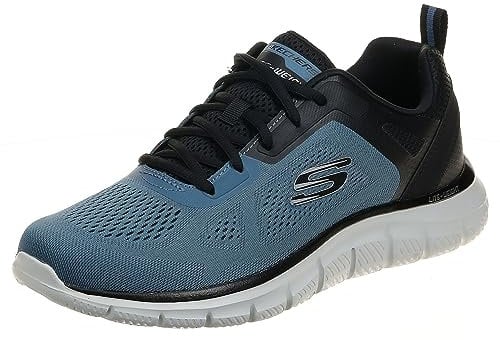 Skechers Track Broader, Zapatillas de Deporte Hombre, Blue Mesh Pu Black Trim, 39.5 EU