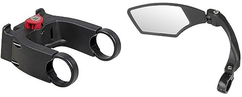 KLICKFix Lenkeradapter E mit Schloss, Schwarz, One Size mit Schloss, 0211EBL & M-Wave SPY Space Fahrradspiegel, schwarz