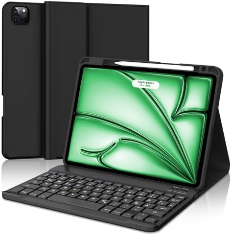 FOGARI Tastatur Hülle für iPad Air 6 11 Zoll (M2 2024) | iPad Pro 11 2022-2018 Tastatur für iPad Air 5/Air 4 - Schutzhülle mit Pencil Halter,Magnetisch Abnehmbarer Tastatur mit QWERTZ Layout,Schwarz
