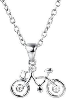 KnSam Damen Kettenanhänger Weiß Gold Au750, Fahrrad Halskette mit Diamant 18K Statement Kette Anhänger Echte Goldschmuck 45cm