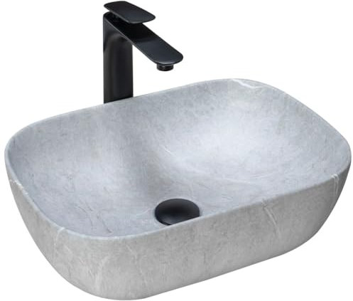 GTM Design Aufsatzwaschbecken Matt Modern Waschbecken ohne Hahnloch - Elegant Aufsatzwaschbecken Oval für Badezimmer und Gäste WC - nur Bad Waschbecken - Modell 5