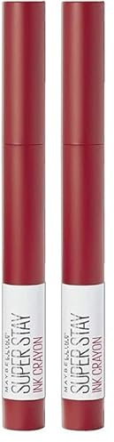 Maybelline Lipstick, Superstay Matte Ink Crayon Longlasting Red Lipstick with Precision Applicator 45 Hustle In Heels (Pack of 2)