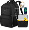 kadilong Zaino termico per computer portatile da 17,3 pollici, con porta pranzo, per uomini, ragazzi, scuola, lavoro, picnic, università, viaggi, per preparare i pasti con porta di ricarica USB, nero