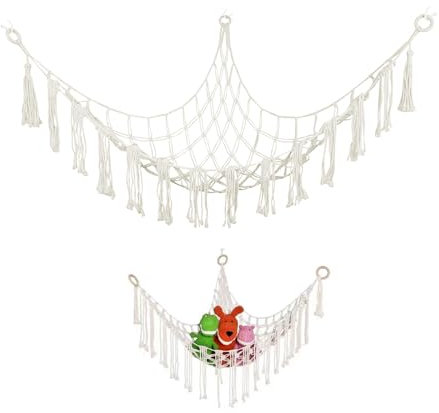 Toy Storage Hammock for Stuffed Animals Net Hammock Plush Toy Hanging Corner Soft Toy Hammock with Hooks for Kids Bedroom Decor, 140×140×100cm