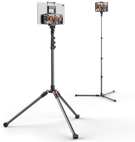 CAMBOFOTO Tablet stativ ständer,Höhenverstellbar bis 187cm Halter Stativ kompatibel mit iPhone/iPad/Android Phone,Stativ für Kamera