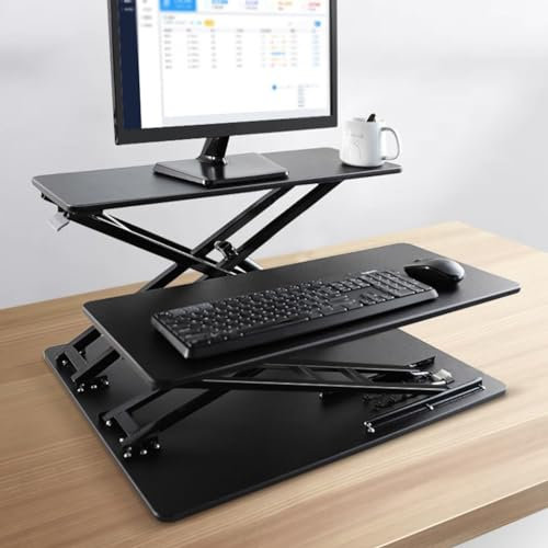 Stehtisch-Konverter – 8 höhenverstellbare ergonomische Sitz-Ständer-Arbeitsplätze – Stehtisch-Computerständer für Heimbüro (schwarz)