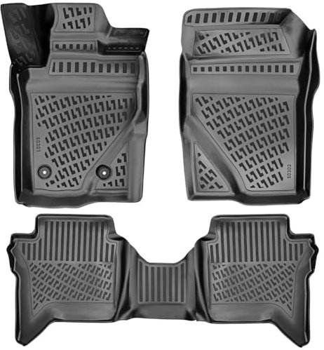 Rizline Passgenau 3D Fussmatten kompatibel mit Ford Ranger ab 2023 Passgenau Fussmatten Auto Zubehör 1. Und 2. Reihe TPE Allwetter Geruchlos rutschfest Vorne und Hinten