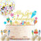 24 Stück Schulanfang Tortendeko, Tortendeko Einschulung, Einschulung Deko Kuchen Papierfächer für Junge und Mädchen Schulanfang Party Dekoration (Bunt)