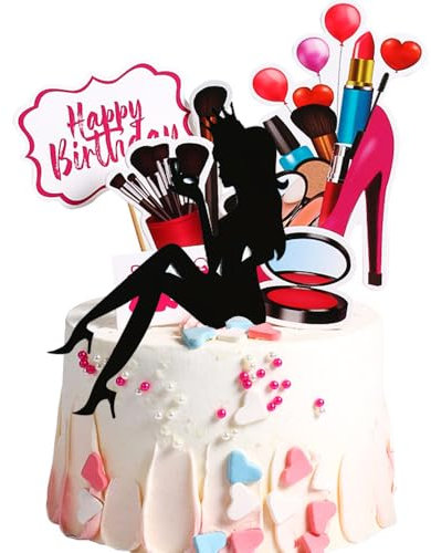 6Stk Mode Mädchen Makeup Tools Party Cosmetics Happy Birthday Lady Tortendeko Schminke Mädchen Tortendeko Kuchendekoration Cupcake Toppers Geburtstagskuchen Deko