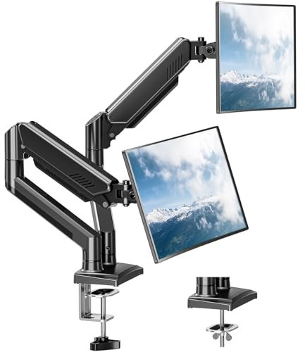 Soporte de monitor dual para pantalla de computadora de 13 a 32 pulgadas, brazo de monitor dual que soporta hasta 20 libras cada uno, soportes de escritorio para monitor de movimiento completo para 2