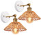 PETITES ECREVISSES Lot de 2 Appliques Murales Industrielles Design Lampe murale en corde de chanvre et Métal Spots muraux Intérieur Ajustable Luminaire Interieur pour Chambre Salon,22cm (Marrón, A-2)