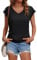 Suncife Womens Summer Casual Loose Fit T Shirt Cap Sleeve V Neck Tshirts Tops (Black,M)