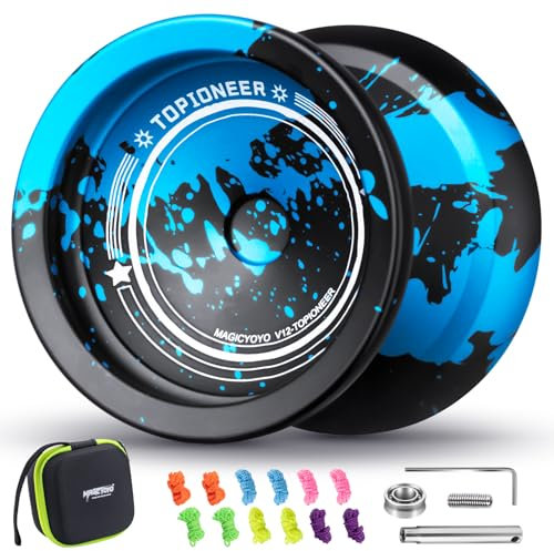 MAGICYOYO JoJo V12 Reaktionsfähiges JoJo für Kinder von 8-12 Jahren oder mehr, Finger Spin Yoyo Tricks Yoyo, Unresponsive Yoyo für Profis, Inklusive 12 Saiten und komplettes Zubehör für Tricks