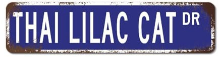 LMMIXEE Thai Lilla Cat Segno Thai Lilla Gatto Thai Gatto Lilla Personalizzato Cartello stradale Thai Lilla Gatto Regalo Wall Art Fattoria Segno decorativo Rustico Cucina Segni da parete Cartello