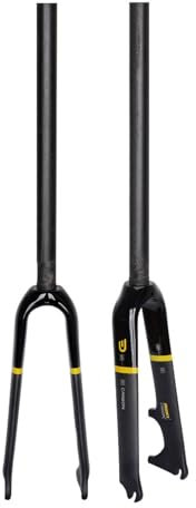 BSFHQS Fourche Avant BMX Fourches Rigides De Vélos Pliants 406 20 Pouces Fourche Dure De Vélo À Tube Droit De 1-1/8 Frein À Disque Fourche De Vélo en Carbone 9 * 100mm QR(Black Yellow)