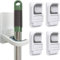 Jidyllic Mop Broom Holder,4 Pcs Broom Holder Strong Self Adhesive Storage Gripper White Wall Mounted Mop for Bathroom Kitchen Garden