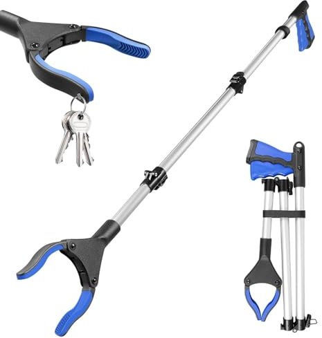 xuefenfei 110cm Pieghevole Pinza Raccogli Oggetti, Pinza Telescopica con Testa di Presa Ampia Ruotabile a 360°, per Anziani, Disabili, Donne Incinte