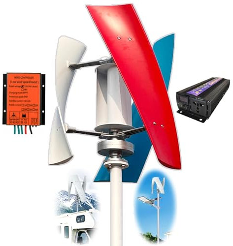 Generatore Eolico Ad Asse Verticale a 3 Colori, Generatore Eolico a Levitazione Magnetica (12v/24v/48v), Con Controller Mppt + Inverter, Per Illuminazione Stradale Domestica,12v-5KW