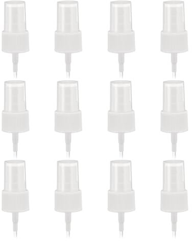 sourcing map 12 Pcs White Spray Top, 20/410 Fine Mist Sprayer Reusable Replacement Spray Bottle Pump Stripe Plastic Top for Cosmetic Perfume and Body Sprays Bottle