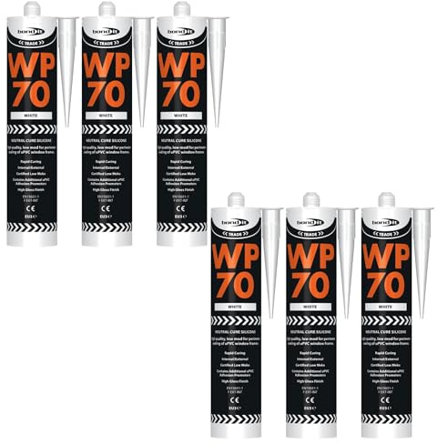 Bond It WP70 Neutral Cure Oxime Silicone Sealant – 6x White, 285ml | Professional-Grade Silicone Sealant | High Gloss – Flexible – Weatherproof | Sealant for Home – Building & Professionals Use