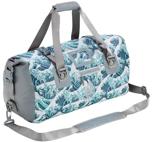 Skog Å Kust Duffelsak Strapazierfähige wasserdichte Reisetasche – Ausrüstungstasche für Sport, Reisen und mehr – 40, 60 und 90 Liter Größen, Wellen, 40L