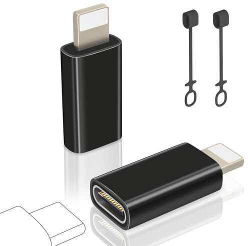 layajia Adattatore USB C a Lightning, Adattatore Lightning USB C per iPhone 14/13/12/11/iPad/Airpods, Supporta la Ricarica/Sincronia dei Dati, Non per Cuffie/Audio/OTG, Anti-Perso, 2 Pezzi, Nero
